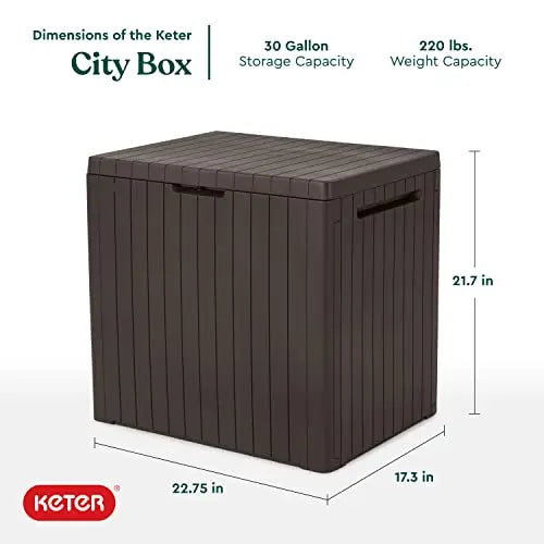 Keter Storage City 30 Gallon Resin Deck Box - Brown Keter