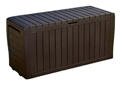 Keter Storage Marvel Plus 71 Gallon Resin Outdoor Storage Box for Patio Furniture Cushion Storage, Brown Keter