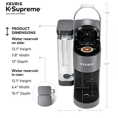 Keurig K-Supreme Coffee Maker, Single Serve K-Cup Pod Coffee Brewer, 66 Oz  Dual-Position Reservoir & Customizable Settings, Gray + Standalone Frother