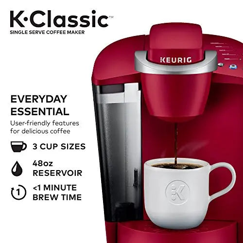 Keurig K-Classic Coffee Maker | Single Serve K-Cup Pod Coffee Brewer, 6 to 10 Oz - Red Keurig