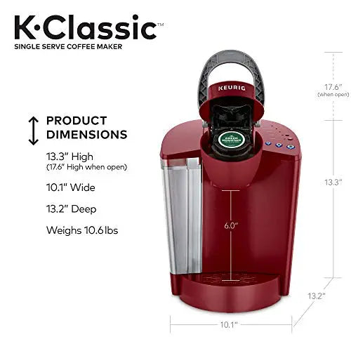 Keurig K-Classic Coffee Maker | Single Serve K-Cup Pod Coffee Brewer, 6 to 10 Oz - Red Keurig