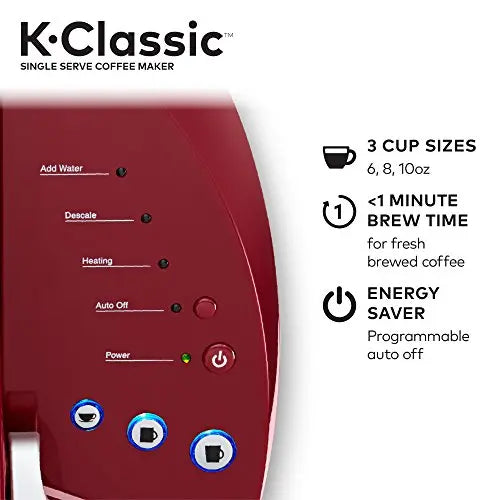 Keurig K-Classic Coffee Maker | Single Serve K-Cup Pod Coffee Brewer, 6 to 10 Oz - Red Keurig