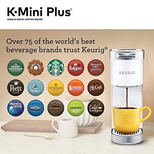 Keurig K-Mini Plus Coffee Maker | Single Serve K-Cup Pod Coffee Brewer - Matte White Keurig