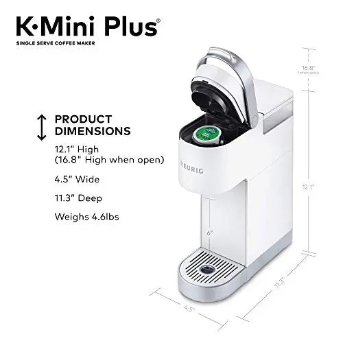 Keurig K-Mini Plus Coffee Maker | Single Serve K-Cup Pod Coffee Brewer - Matte White Keurig