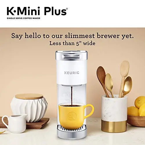 Keurig K-Mini Plus Coffee Maker | Single Serve K-Cup Pod Coffee Brewer - Matte White Keurig