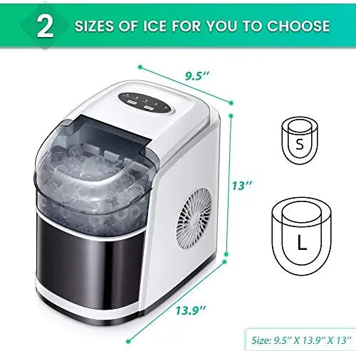 Kismile Countertop Self-Cleaning Compact Portable Ice Cube Maker - White Kismile