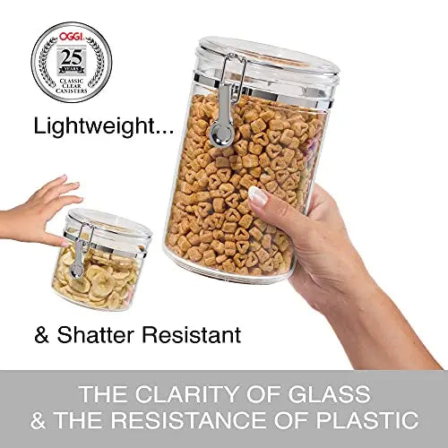 Kitchen Canister Set with Clamp Lids | Airtight Containers, 5-Piece Set - Clear Oggi