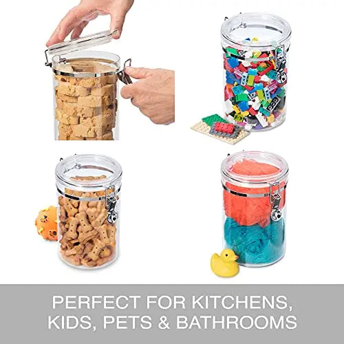 Kitchen Canister Set with Clamp Lids | Airtight Containers, 5-Piece Set - Clear Oggi