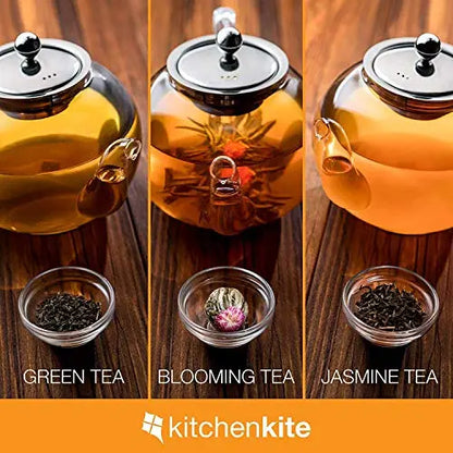 Kitchen Kite Glass Teapot | Tea Kettle Infuser Stovetop Gift Set Kitchen Kite