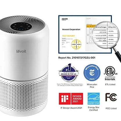 LEVOIT Air Purifier for Home Allergies, H13 True HEPA Filter, Ozone Free, Remove 99.97% Dust, Smoke, Mold, Pollen | Core 300 - White LEVOIT