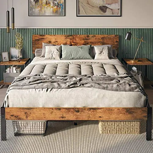 LIKIMIO Modern Platform Bed - Vintage Brown LIKIMIO