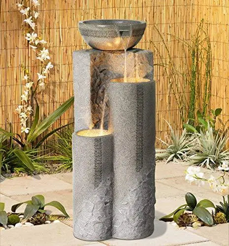 Lamps Plus Outdoor Floor Water Fountain Cascading Marble Finish Bowls -  34 1/2" Lamps Plus