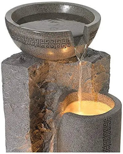 Lamps Plus Outdoor Floor Water Fountain Cascading Marble Finish Bowls -  34 1/2" Lamps Plus