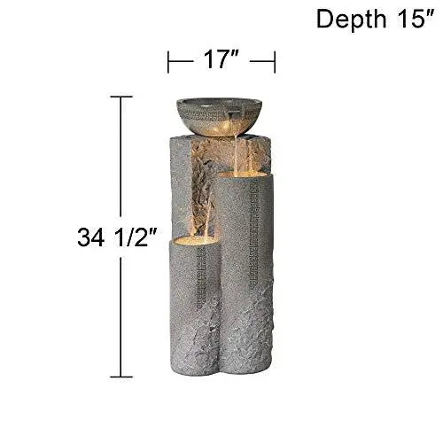 Lamps Plus Outdoor Floor Water Fountain Cascading Marble Finish Bowls -  34 1/2" Lamps Plus