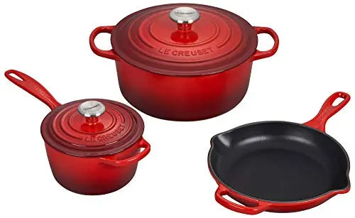 Le Creuset Enameled Cast Iron Signature 5-Piece Cookware Set - Cerise Red Le Creuset