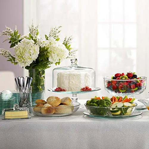 Libbey Glass Cake Stand | Selene 2-piece Cake Stand with Dome Libbey