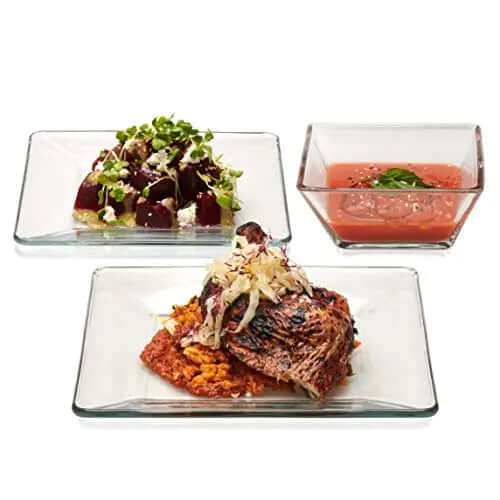 Libbey Glass Dinnerware Set | Tempo 12-Piece Set Serves 4 - Clear Libbey