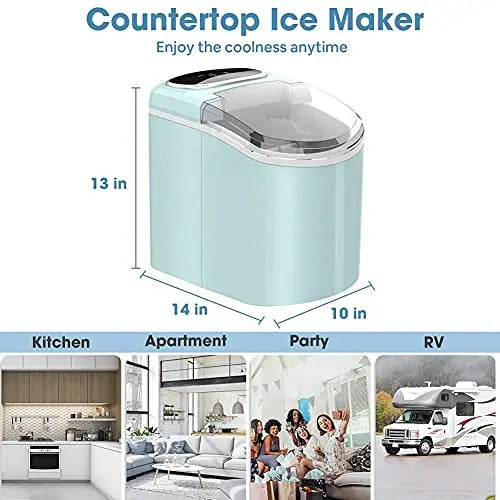 LifePlus Countertop Portable Ice Maker Self Cleaning Machine - Aqua LifePlus