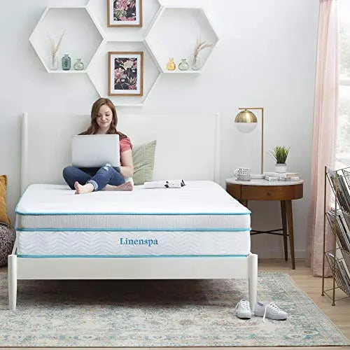 Linenspa 12" Memory Foam Mattress Hybrid Plush-Edge Support Quilted Foam Cover - White Linenspa