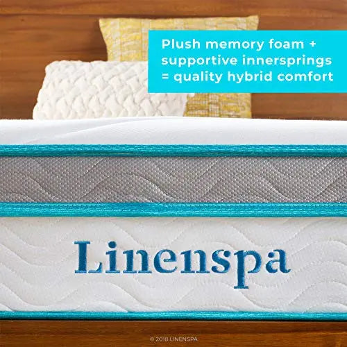 Linenspa 12" Memory Foam Mattress Hybrid Plush-Edge Support Quilted Foam Cover - White Linenspa