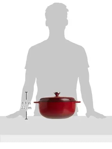 Lodge Enameled Cast Iron Dutch Oven With Stainless Steel Knob and Loop Handles, 6 Quart - Red Lodge