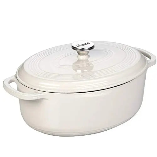 Lodge Enameled Cast Iron Oval Dutch Oven, 7-Quart - Oyster White Lodge