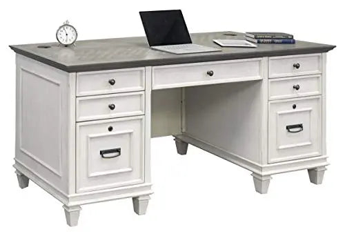 Martin Furniture Hartford Desk | Double Pedestal, 70" W - White Martin Furniture