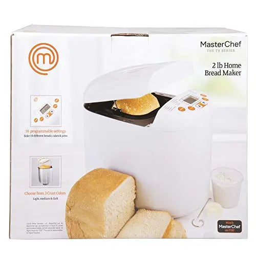 MasterChef Bread Maker 2 LB Loaf, 19 Settings + Recipe Guide - White MasterChef