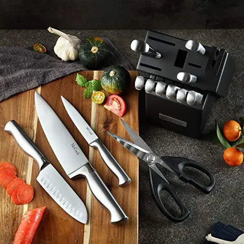 McCook MC25A 15-Piece Kitchen Knife Set Stainless Steel Forged