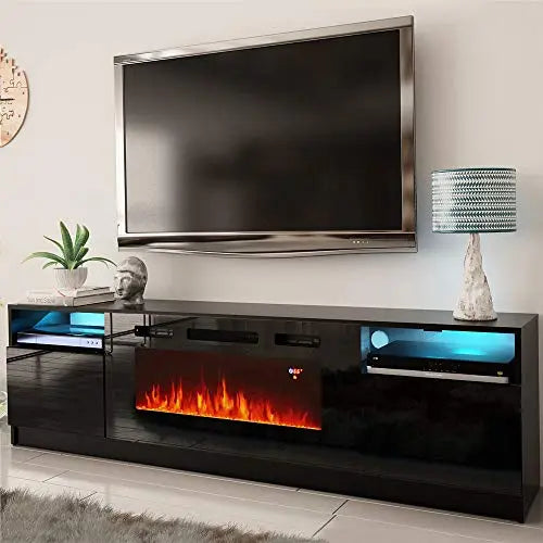 Meble Furniture York 02 Modern Electric Fireplace TV Stand - 79" MEBLE FURNITURE & RUGS