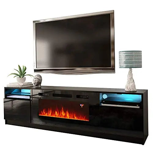 Meble Furniture York 02 Modern Electric Fireplace TV Stand - 79" MEBLE FURNITURE & RUGS