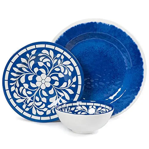 Melamine Dinnerware 12-Piece Set - Blue and White Yinshine