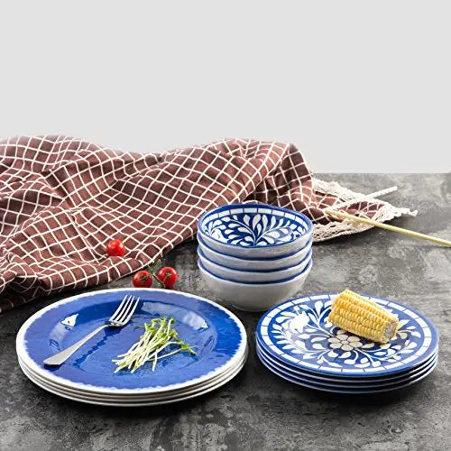 Melamine Dinnerware 12-Piece Set - Blue and White Yinshine