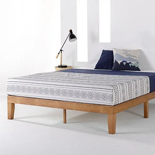 Mellow Naturalista Classic - 12" Solid Wood Platform Bed with Wooden Slats - Natural Pine Mellow
