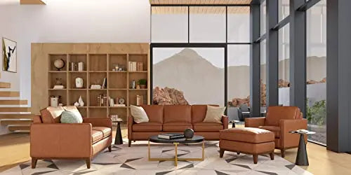 Metropole Modern Leather Sofa | Pull Up Mid-Century Sofa - Tan Brown Môdern Space Gallery