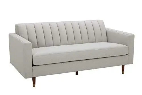 Mid-Century Channel-Tufted Modern Sofa - 75"W, Felt Grey Rivet