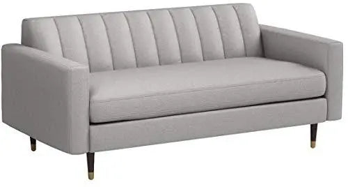 Mid-Century Channel-Tufted Modern Sofa - 75"W, Felt Grey Rivet