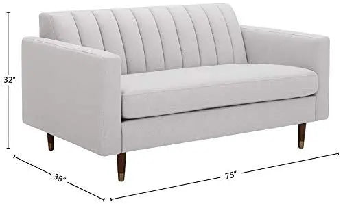 Mid-Century Channel-Tufted Modern Sofa - 75"W, Felt Grey Rivet