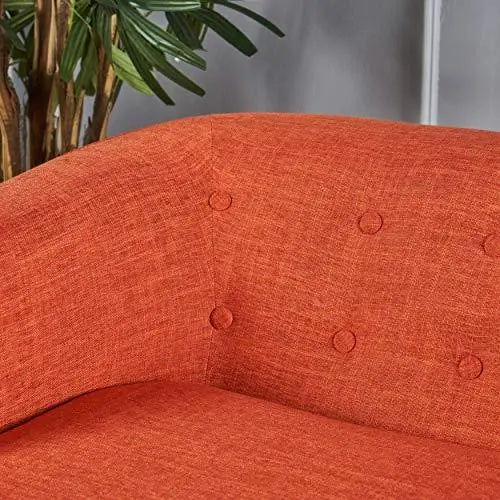 Mid-Century Modern Fabric Loveseat - Orange Christopher Knight Home