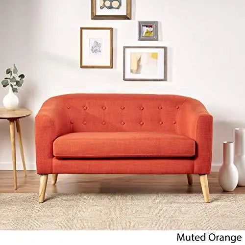Mid-Century Modern Fabric Loveseat - Orange Christopher Knight Home