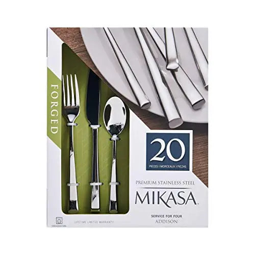Mikasa Addison 20-Piece Stainless Steel Flatware Set, Serves 4 - Silver Mikasa