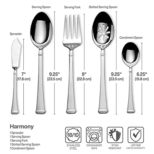 Mikasa Harmony Flatware Silverware Set, 65 Piece - Stainless Steel Mikasa