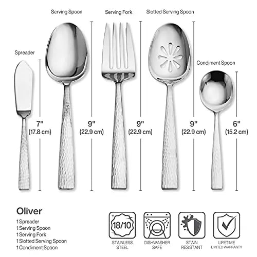 Mikasa Oliver 65-Piece 18/10 Stainless Steel Flatware Set with Serveware, Serves 12 - Silver Mikasa