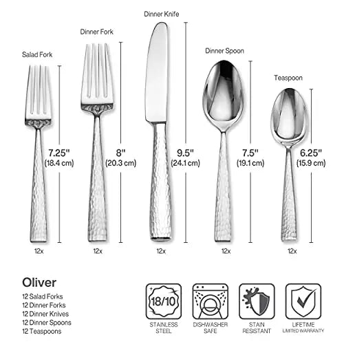 Mikasa Oliver 65-Piece 18/10 Stainless Steel Flatware Set with Serveware, Serves 12 - Silver Mikasa