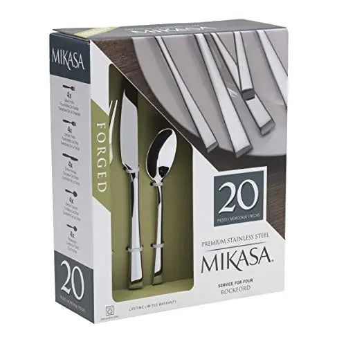 Mikasa Rockford 20-Piece Stainless Steel Flatware Silverware Set, Serves 4 - Silver Mikasa