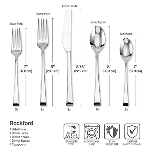 Mikasa Rockford 20-Piece Stainless Steel Flatware Silverware Set, Serves 4 - Silver Mikasa