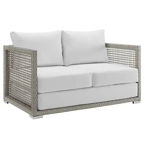 Modway Aura Outdoor Patio Wicker Rattan Outdoor Furniture Set - Gray White Modway