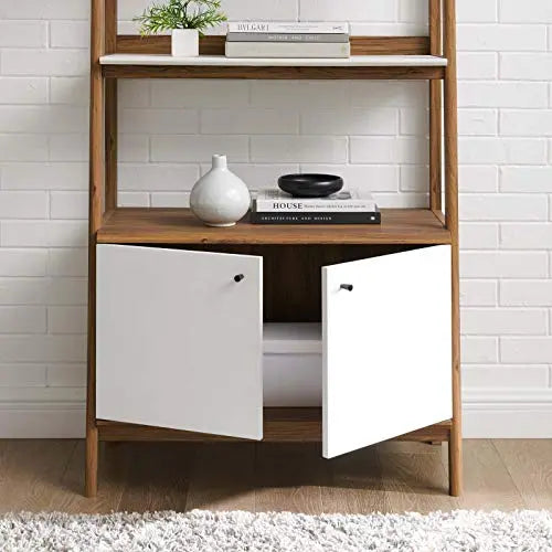 Modway Bixby Bookshelf | Modern Display Bookcase 33" - Walnut White Modway