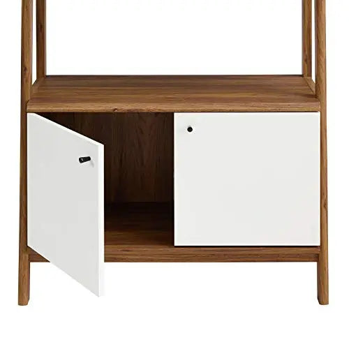 Modway Bixby Bookshelf | Modern Display Bookcase 33" - Walnut White Modway