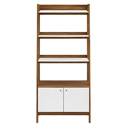 Modway Bixby Bookshelf | Modern Display Bookcase 33" - Walnut White Modway